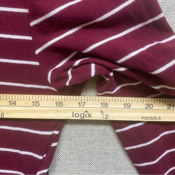 Isabel Maternity Size L Midi Dress Bodycon Stripes Stretchy Comfy Fall Burgundy - Picture 8 of 9